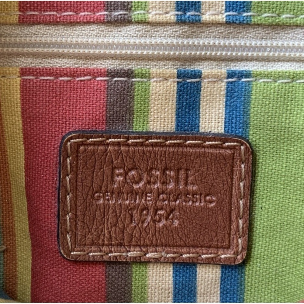 Fossil Genuine Classic 1954 Shoulder Bag Purse Brown Woven Hobo Striped Lining! - Picture 2 of 8